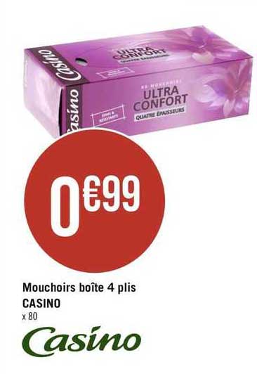 mouchoirs boîte 4 plis casino