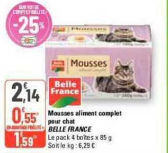 mousses aliment complet pour chat belle france