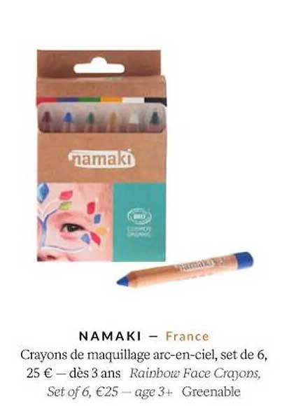 namaki crayons de maquillage arc-en-ciel
