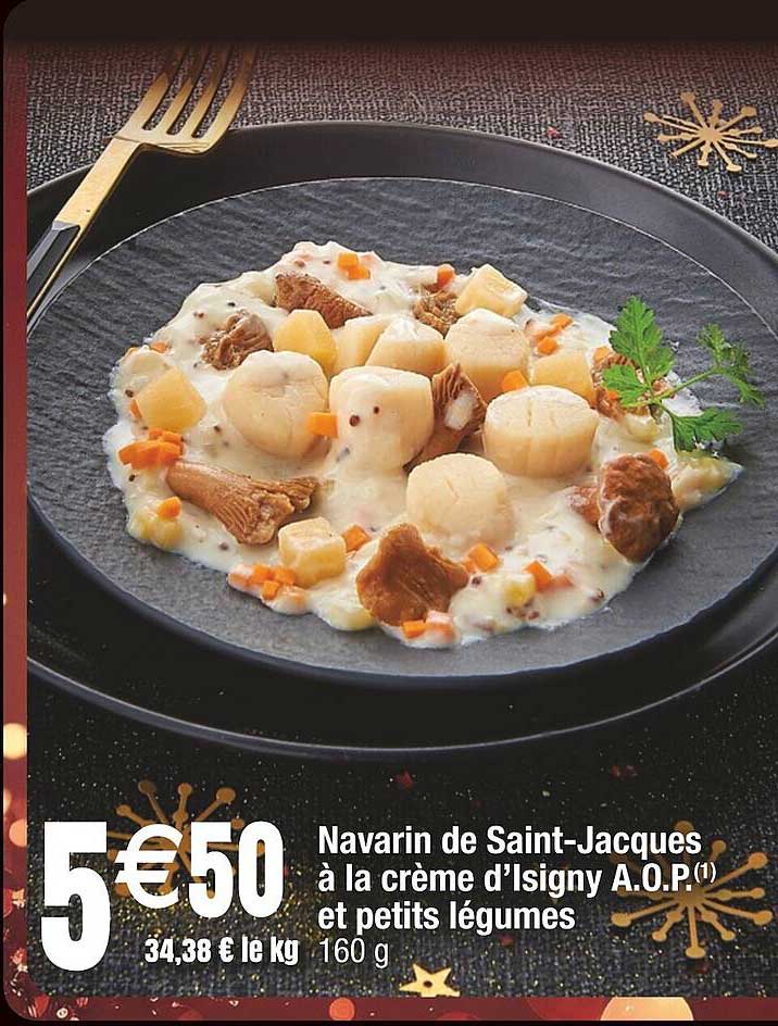 navarin de saint-jacques à la crème d'isigny aop et petits légumes