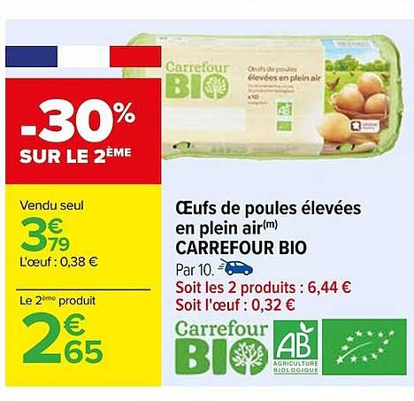 œufs de poules élevées en plein air carrefour bio