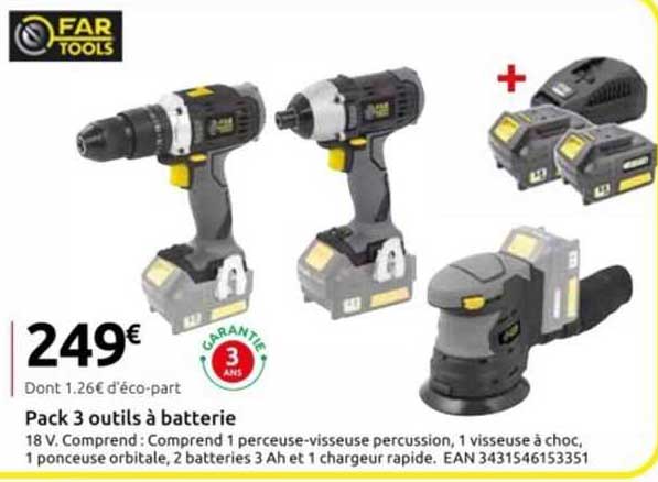 pack 3 outils à batterie far tools