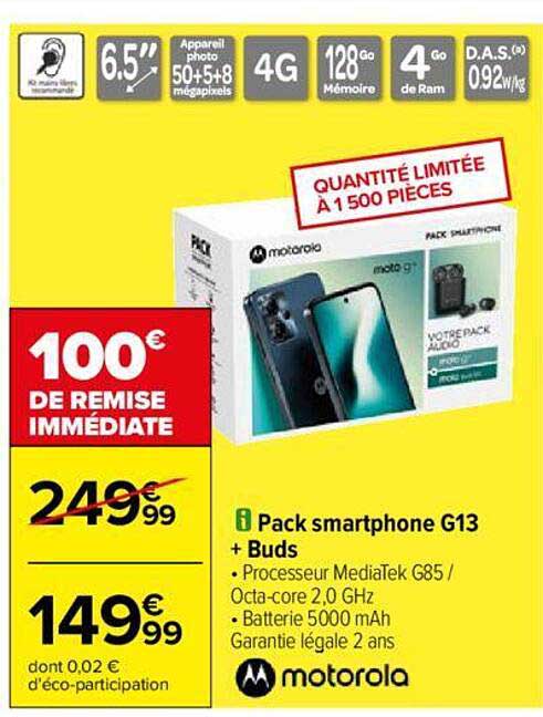 pack smartphone g13 + buds motorola
