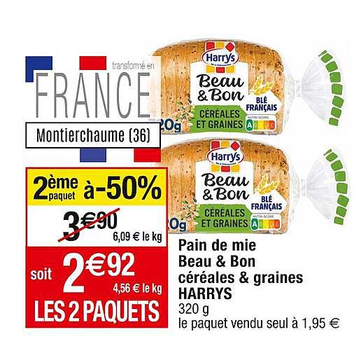 pain de mie beau & bon céréales & graines harrys