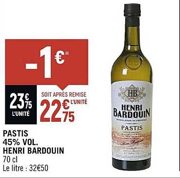 pastis 45% vol. henri bardouin