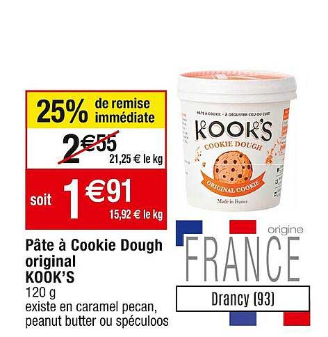 pâte à cookie dough original kook's