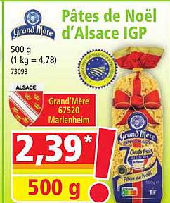 pâtes de noël d'alsace igp grand mère