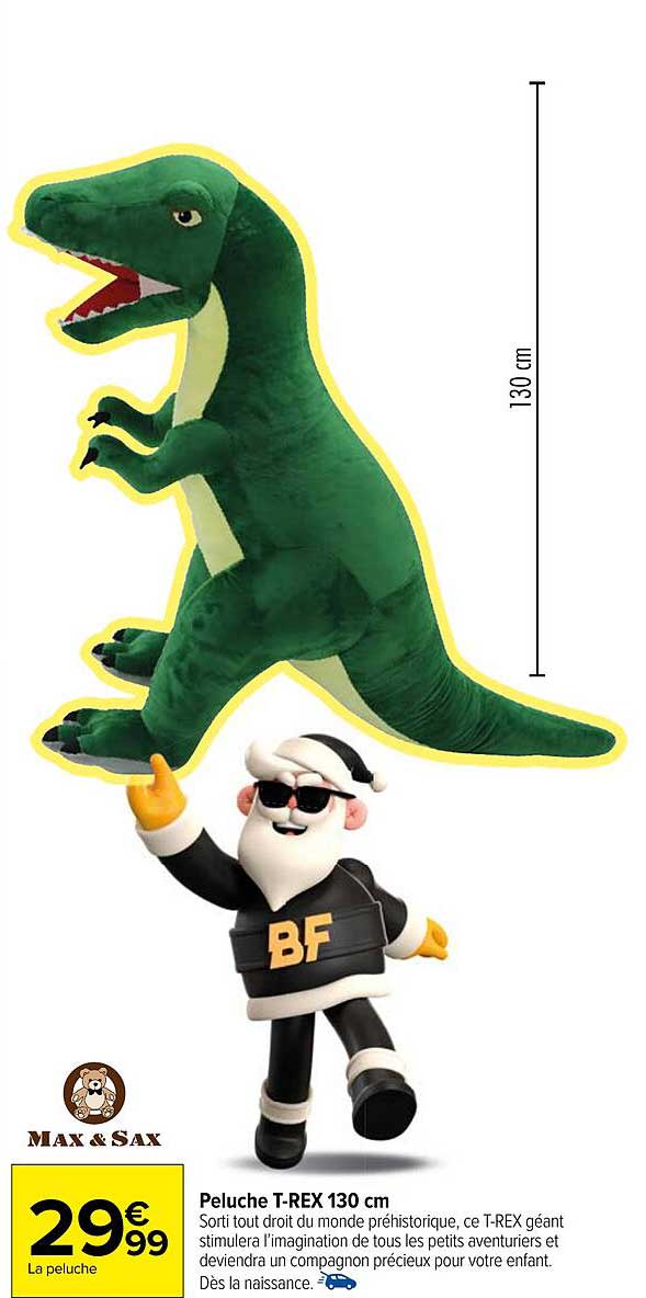 peluche t-rex 130 cm max & sax