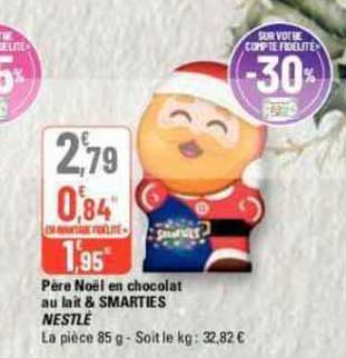 père noël en chocolat au lait & smarties nestlé