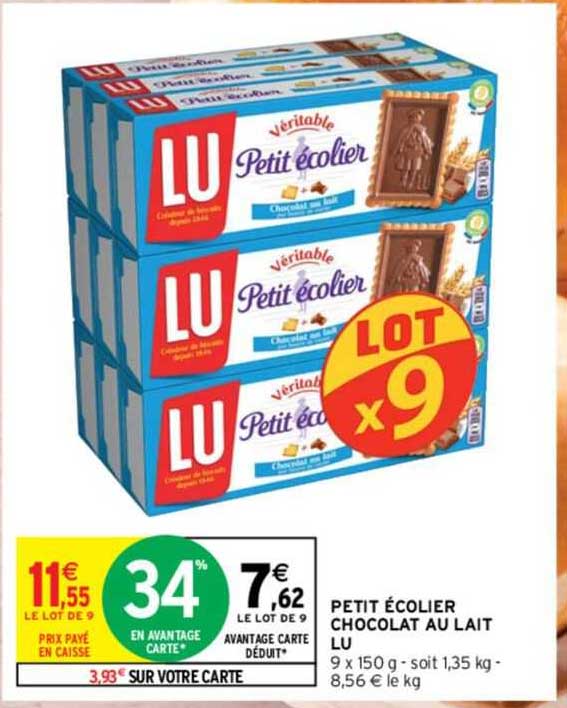 Petit écolier Chocolat Au Lait Lu
