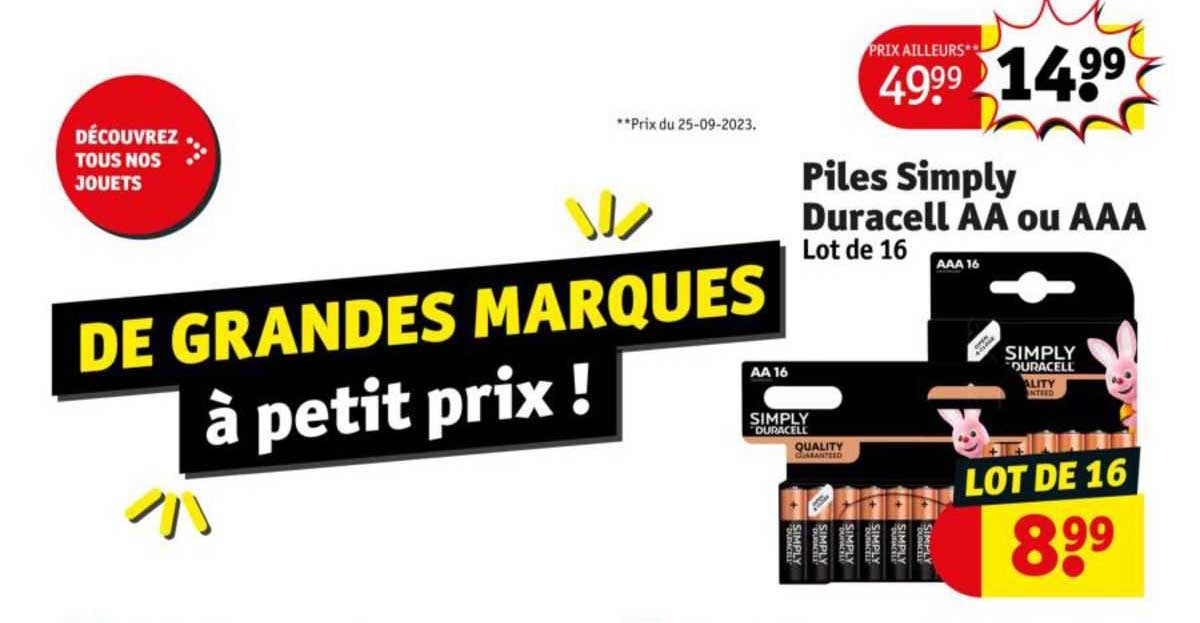 piles simply duracell aa ou aaa