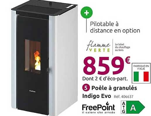 poêle à granulés indigo evo free point