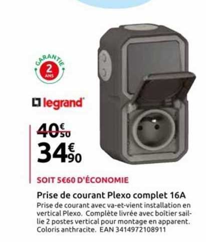 prise de courant plexo complet 16a legrand