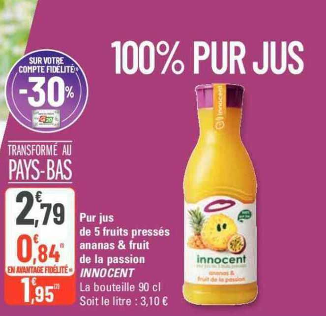 pur jus de 5 fruits pressés ananas & fruit de la passion innocent