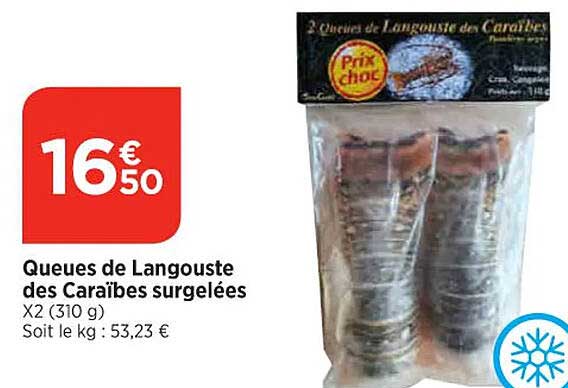 queues de langouste des caraïbes surgelées