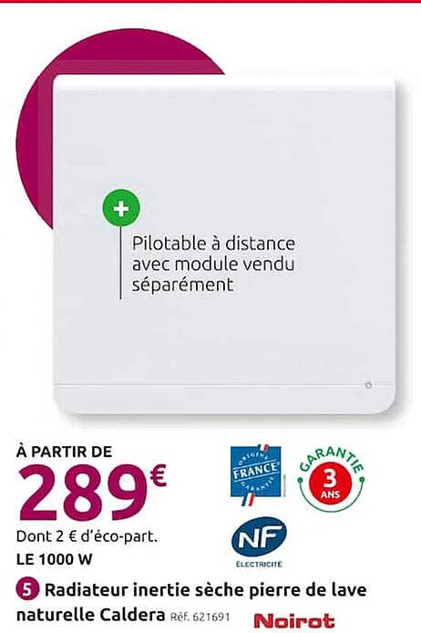 radiateur inertie sèche pierre de lave naturelle caldera noirot