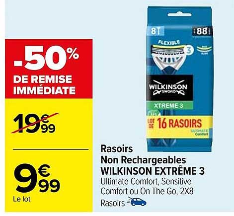 rasoirs non rechargeables wilkinson extrême 3