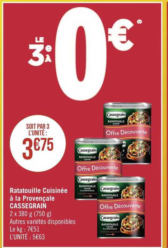 Ratatouille Cuisinée à La Provençale Cassegrain