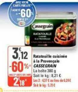 Ratatouille Cuisinée à La Provençale Cassegrain
