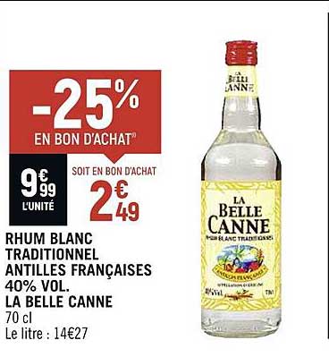 rhum blanc traditionnel antilles françaises la belle canne