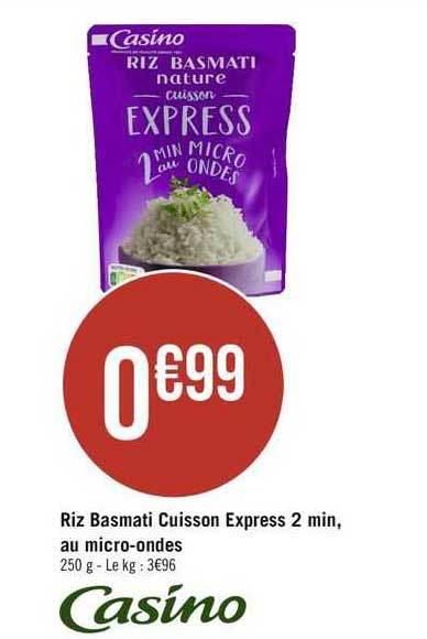 riz basmati cuisson express 2 min, au micro-ondes