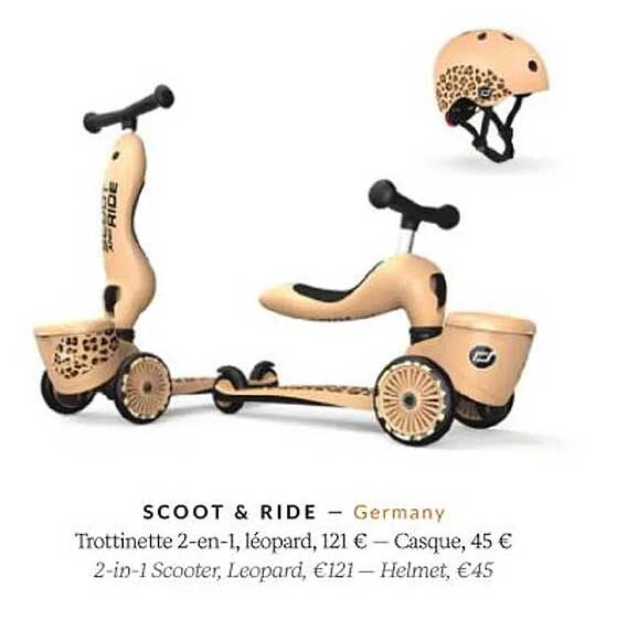 scoot & ride trottinette 2-en-1, léopard