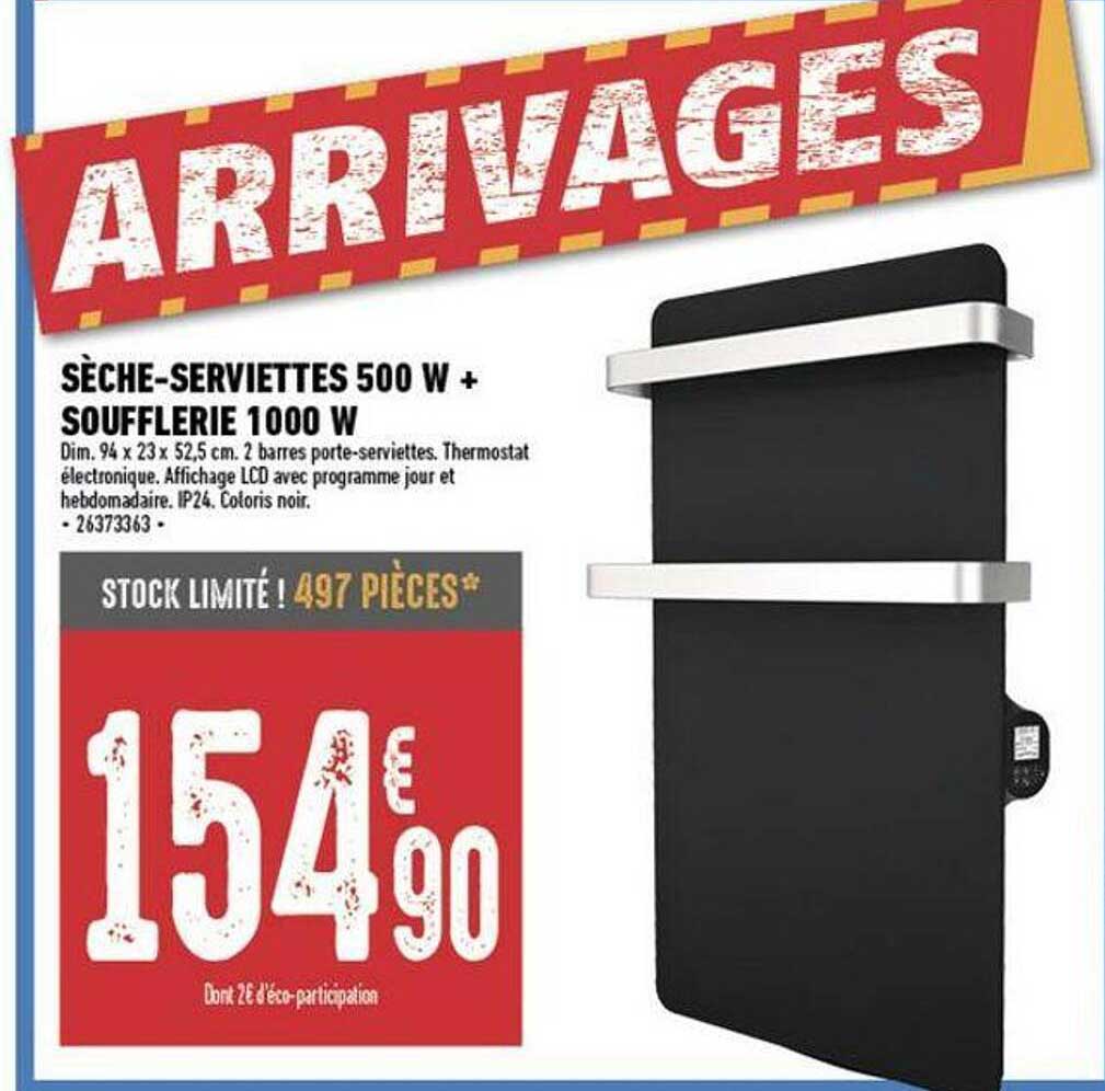 sèche-serviettes 500 w + soufflerie 1000 w