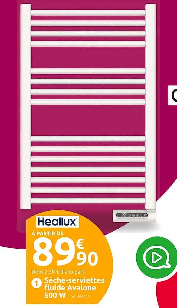 sèche-serviettes fluide avalone 500w