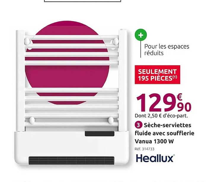 Sèche-serviettes Fluide Avec Soufflerie Vanua 1300 W Heallux