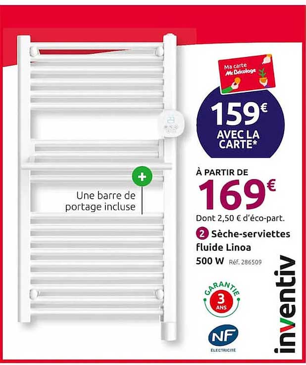 sèche-serviettes fluide linoa 500w inventiv