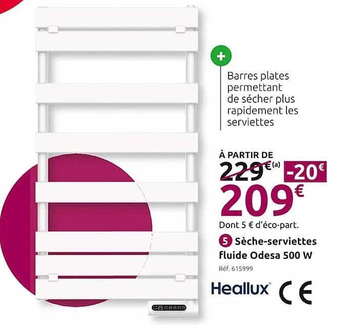 sèche-serviettes fluide odesa 500w heallux