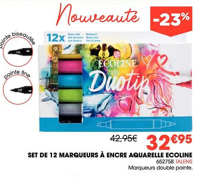set de 12 marqueurs à encre aquarelle ecoline talens