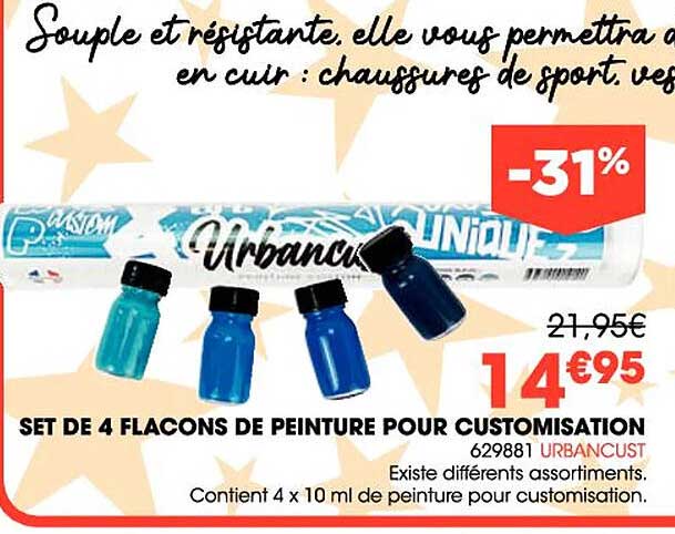 set de 4 flacons de peinture pour customisation