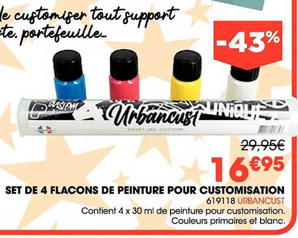 set de 4 flacons de peinture pour customisation urbancust