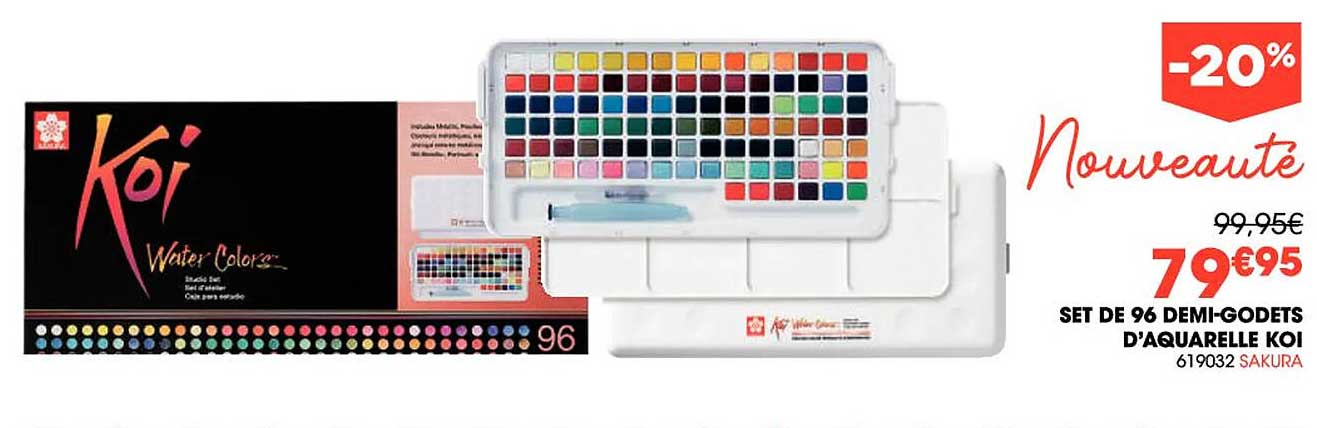 set de 96 demi-godets d'aquarelle koi sakura