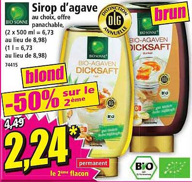 sirop d'agave bio sonne