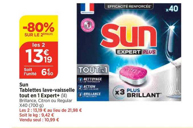 sun tablettes lave-vaisselle tout en 1 expert+