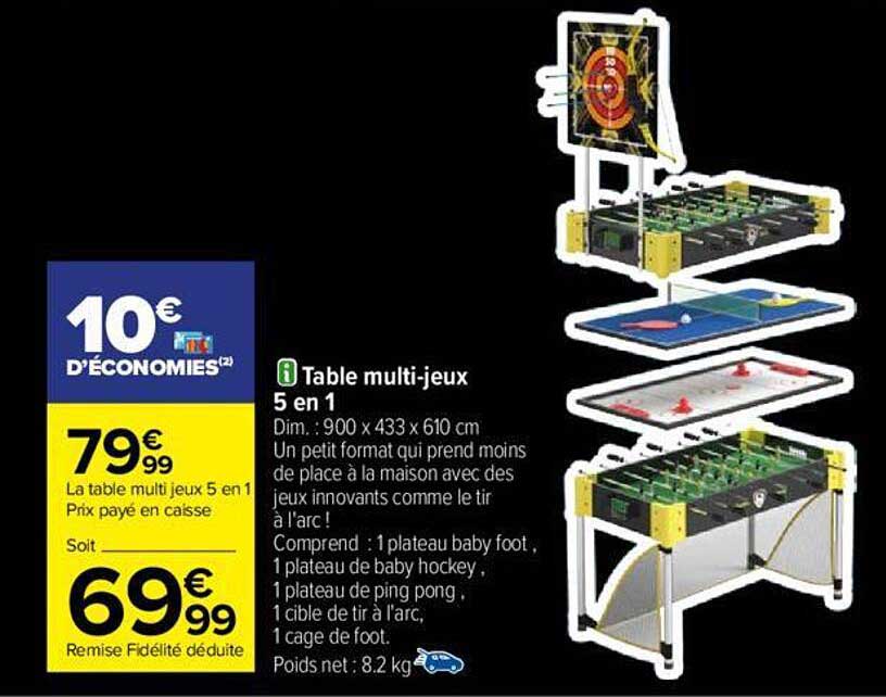 Table Multi-jeux 5 En 1