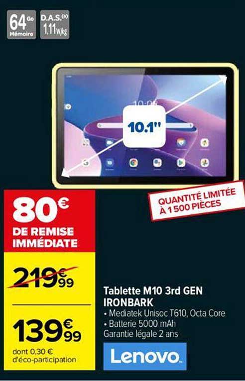 tablette m10 3rd gen ironbark lenovo 10.1"