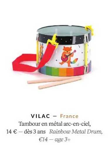 tambour en métal arc-en-ciel - vilac