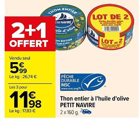 Thon Entier à L'huile D'olive Petit Navire