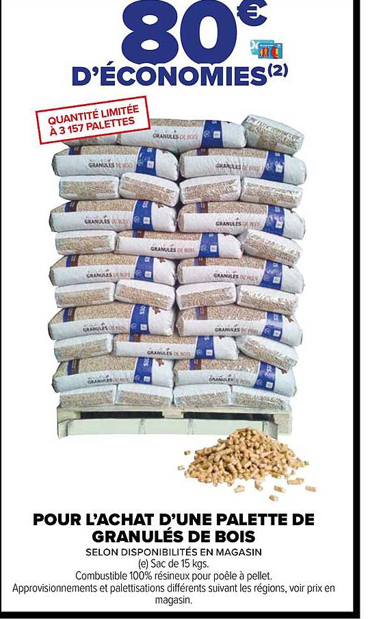 une palette de granulés de bois