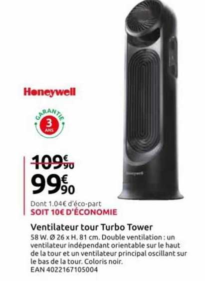 Ventilateur Tour Turbo Tower Honeywell