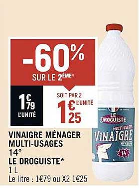 vinaigre ménager multi-usages 14° le droguiste