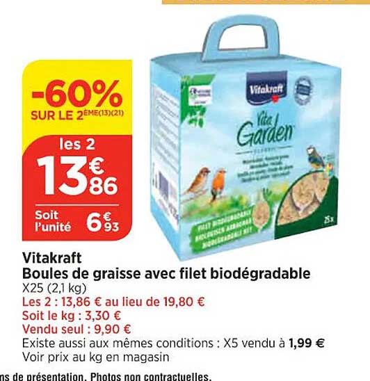 vitakraft boules de graisse avec filet biodégradable