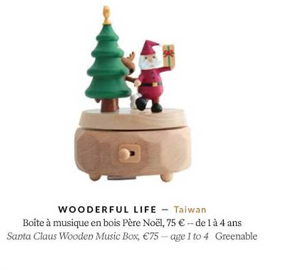 wooderful life boîte à musique en bois père noël