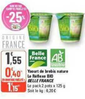 yaourt de brebis nature le réflexe bio belle france