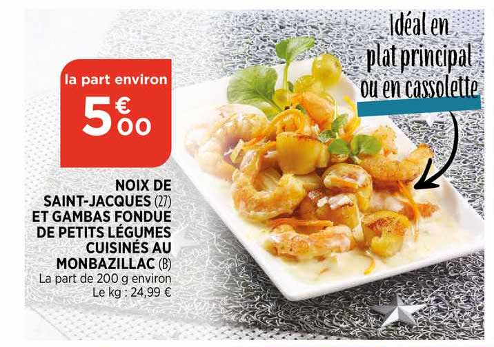 noix de saint-jacques et gambas fondue de petits légumes cuisinés au monbazillac