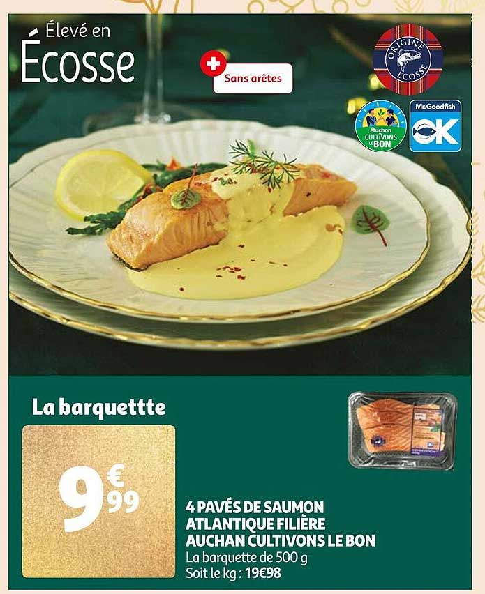 4 pavés de saumon atlantique filière auchan cultivons le bon