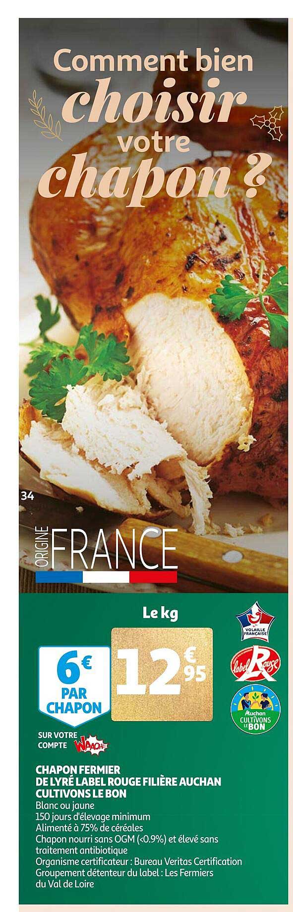 chapon fermier de lyré label rouge filière auchan cultivons le bon